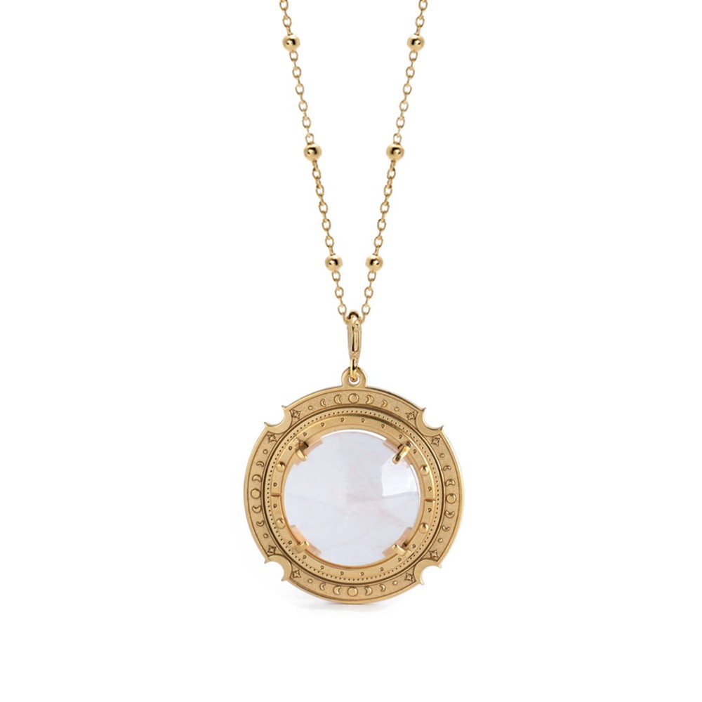 Złoty Naszyjnik Talizman Różowy Kwarc MOON.jpg