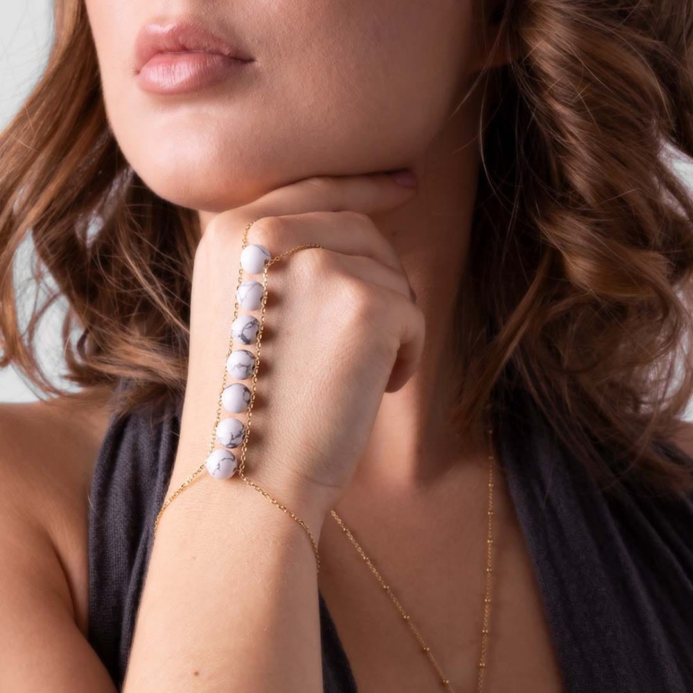 Złota Bransoletka Czakra Howlit Model 2.jpg