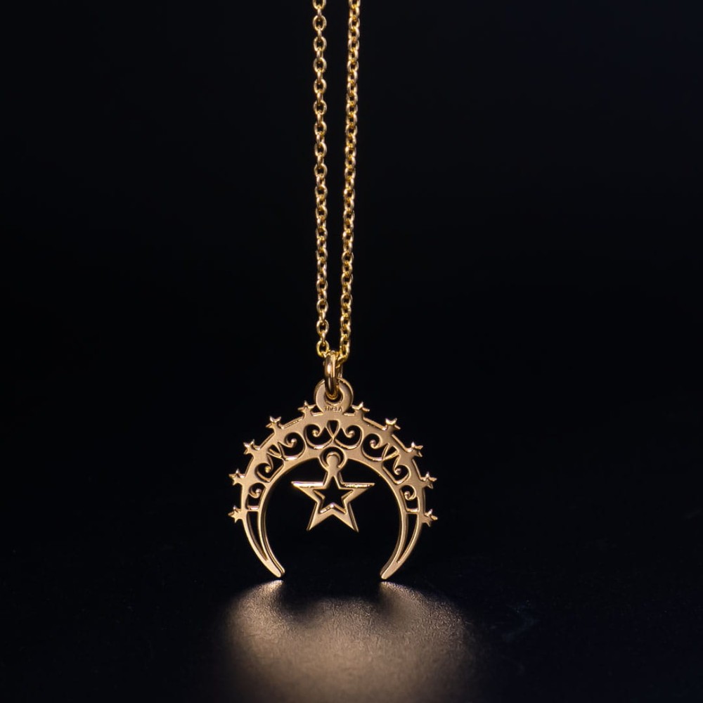 Złoty Naszyjnik Księżyc LIGHT MOON STAR Black.jpg