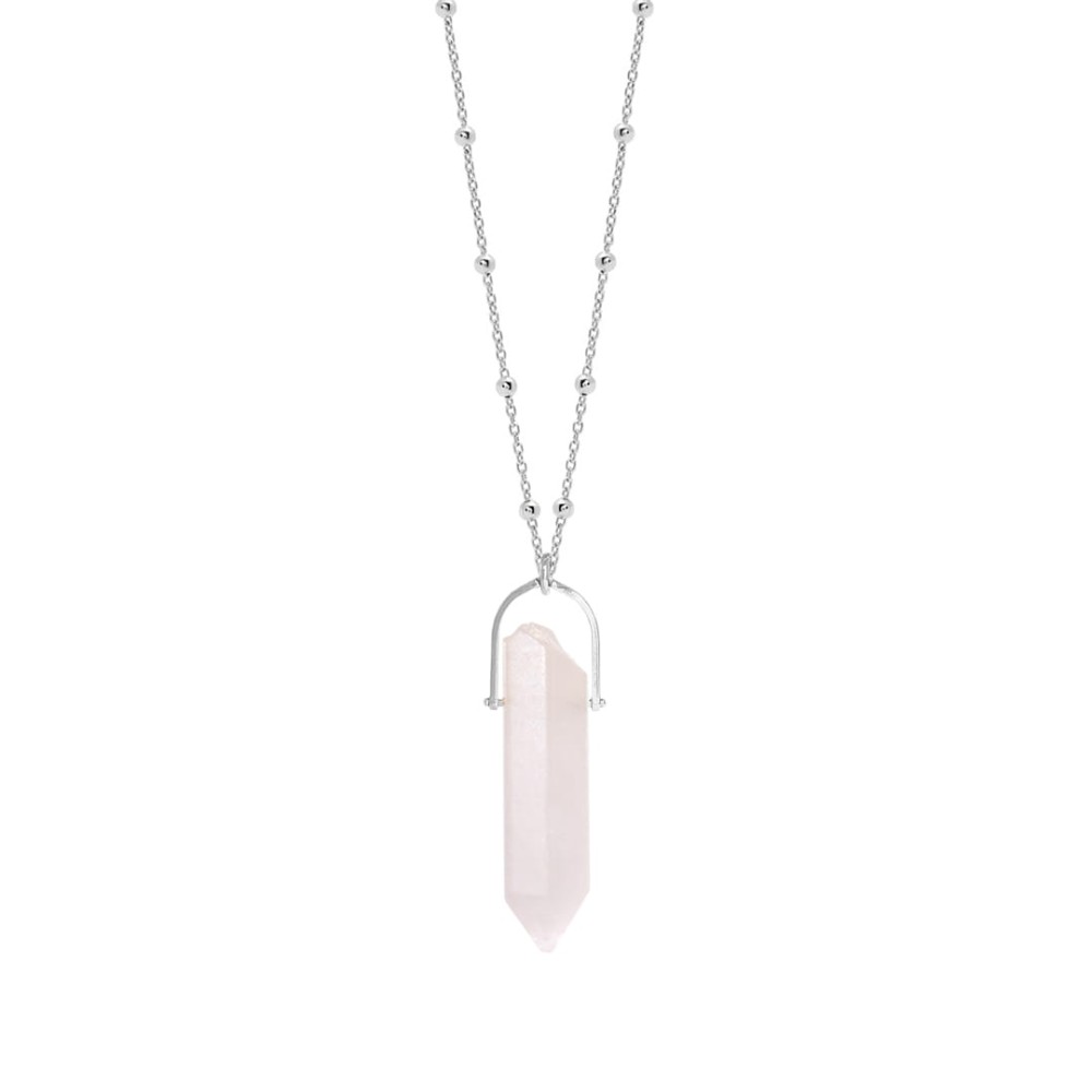 Złoty Naszyjnik Różowy Kwarc Oprawa MAGIC