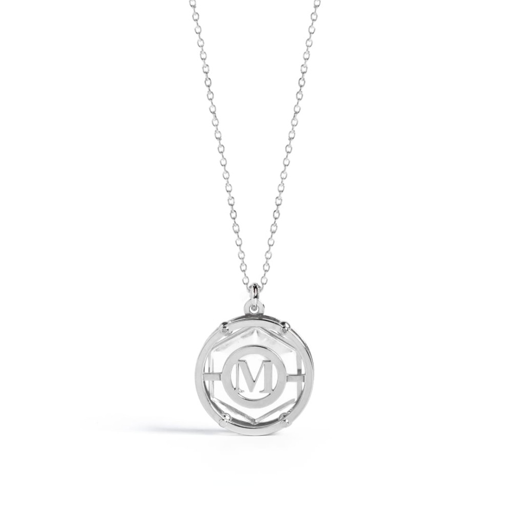 Złoty Naszyjnik Literka Heksagon Kryształ Górski  MAGIC